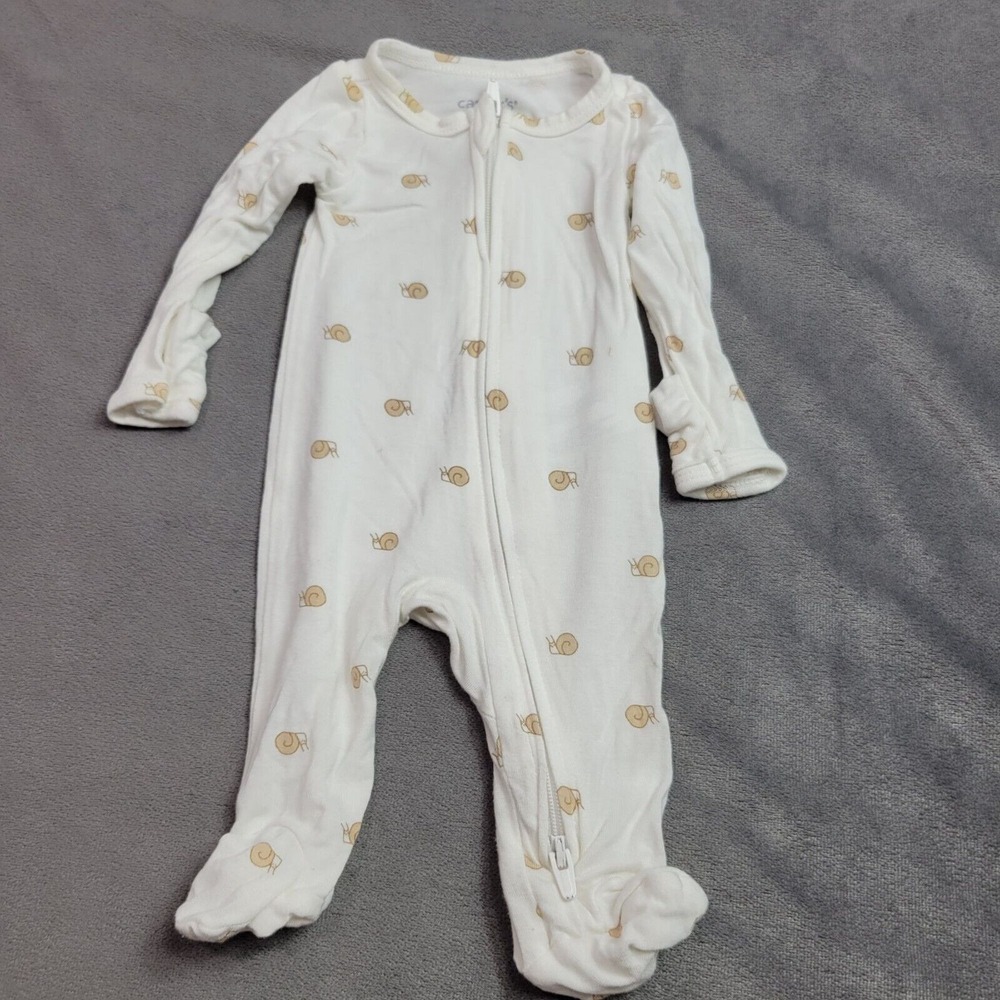 Baby Snail Print White Footed PJ Preemie 0M Lenzing Ecovero Viscose Sleeper